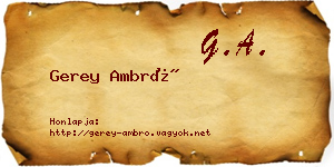 Gerey Ambró névjegykártya
